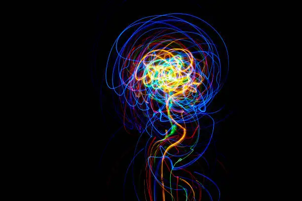 Abstract LED light painting trails background